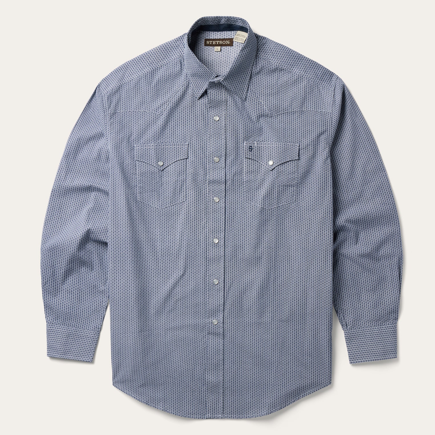 Blue Deco Geo Print Western Shirt | Stetson Blue