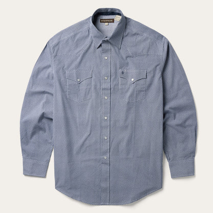 Blue Deco Geo Print Western Shirt | Stetson Blue