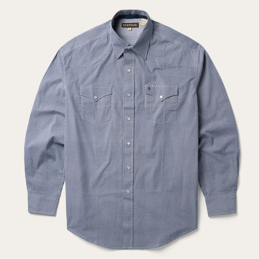 Blue Deco Geo Print Western Shirt | Stetson Blue