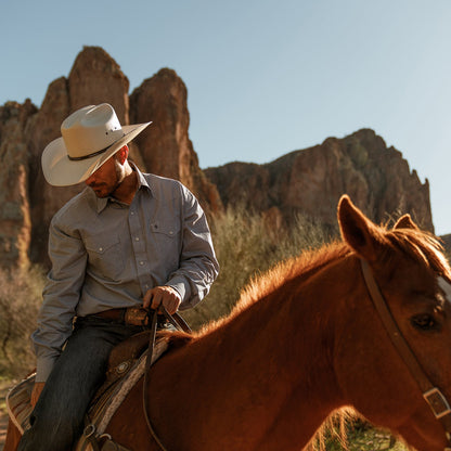 Blue Deco Geo Print Western Shirt | Stetson Blue