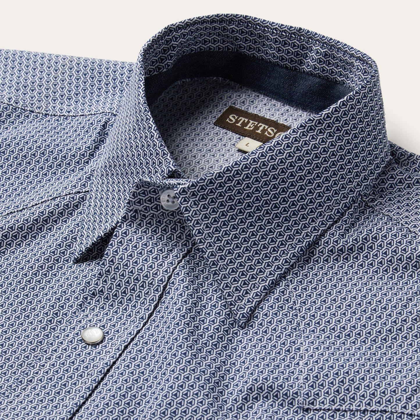 Blue Deco Geo Print Western Shirt | Stetson Blue