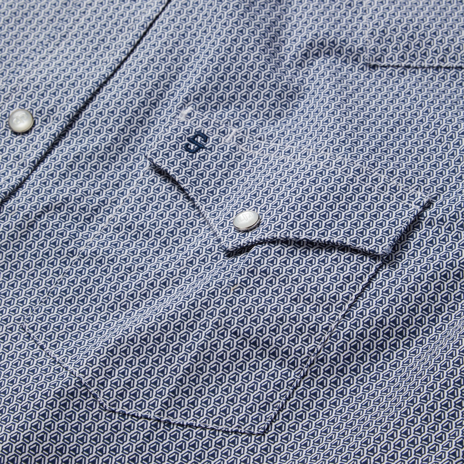 Blue Deco Geo Print Western Shirt | Stetson Blue