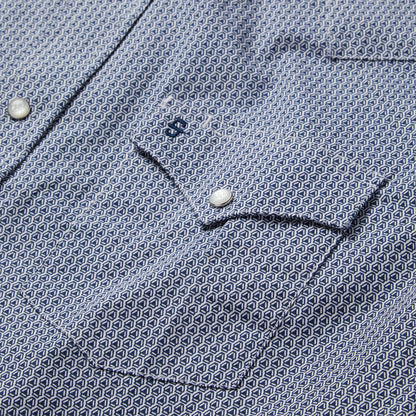 Blue Deco Geo Print Western Shirt | Stetson Blue