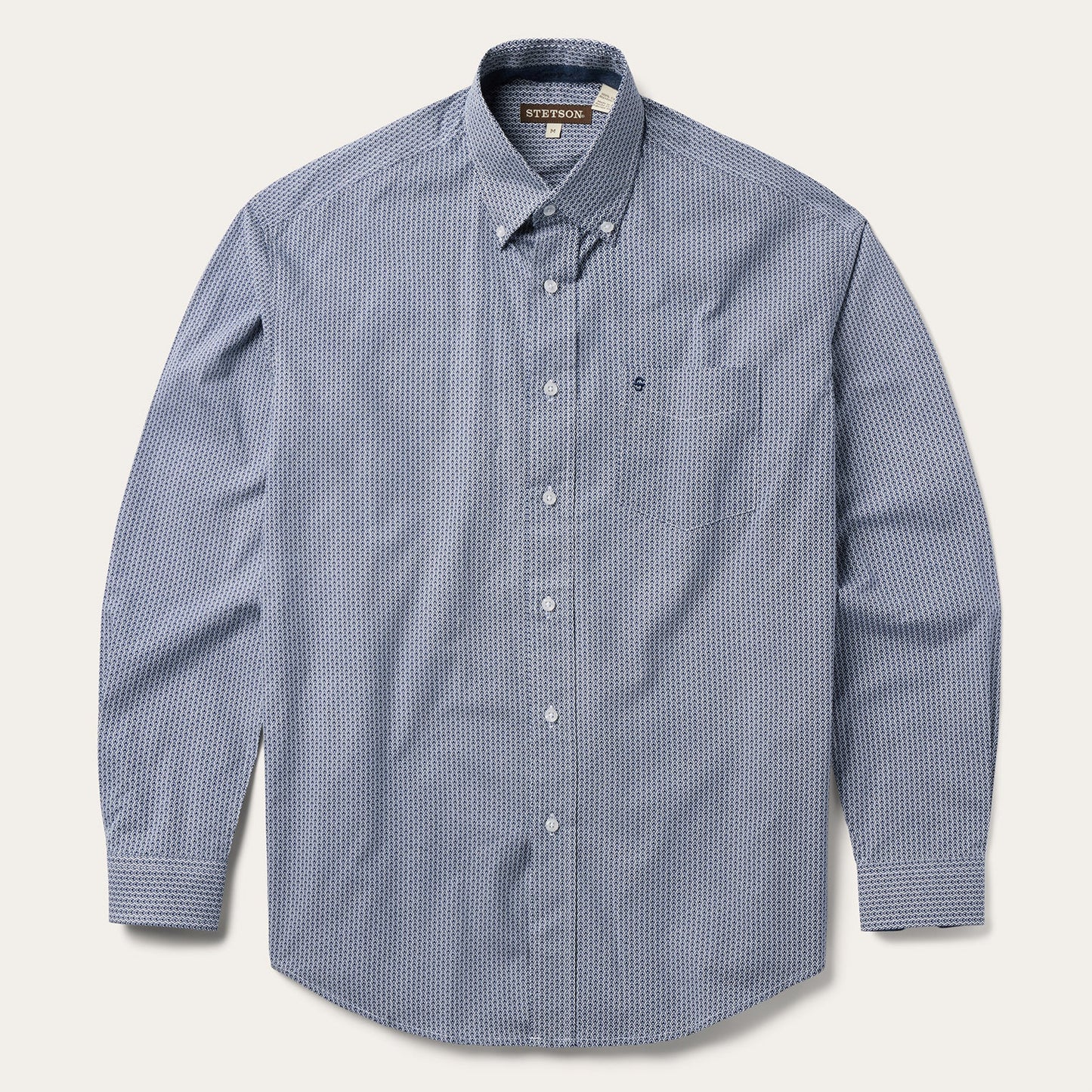 Blue Deco Geo Print Button Front Shirt | Stetson Blue