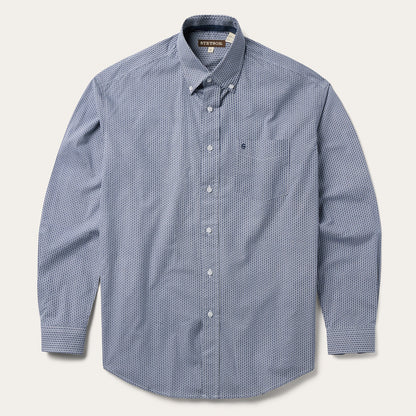 Blue Deco Geo Print Button Front Shirt | Stetson Blue