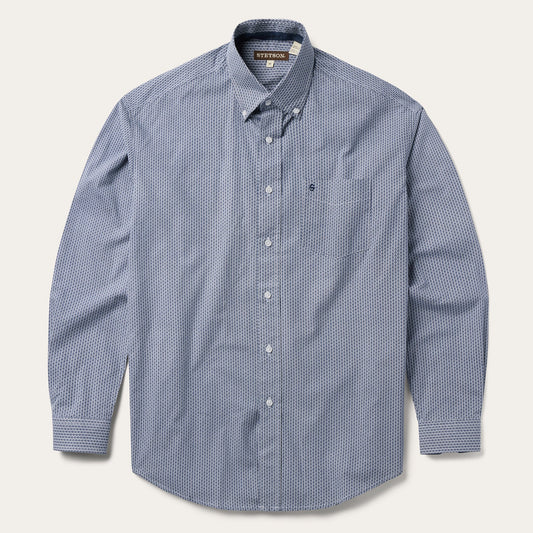 Blue Deco Geo Print Button Front Shirt | Stetson Blue
