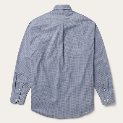 Blue Deco Geo Print Button Front Shirt | Stetson Blue