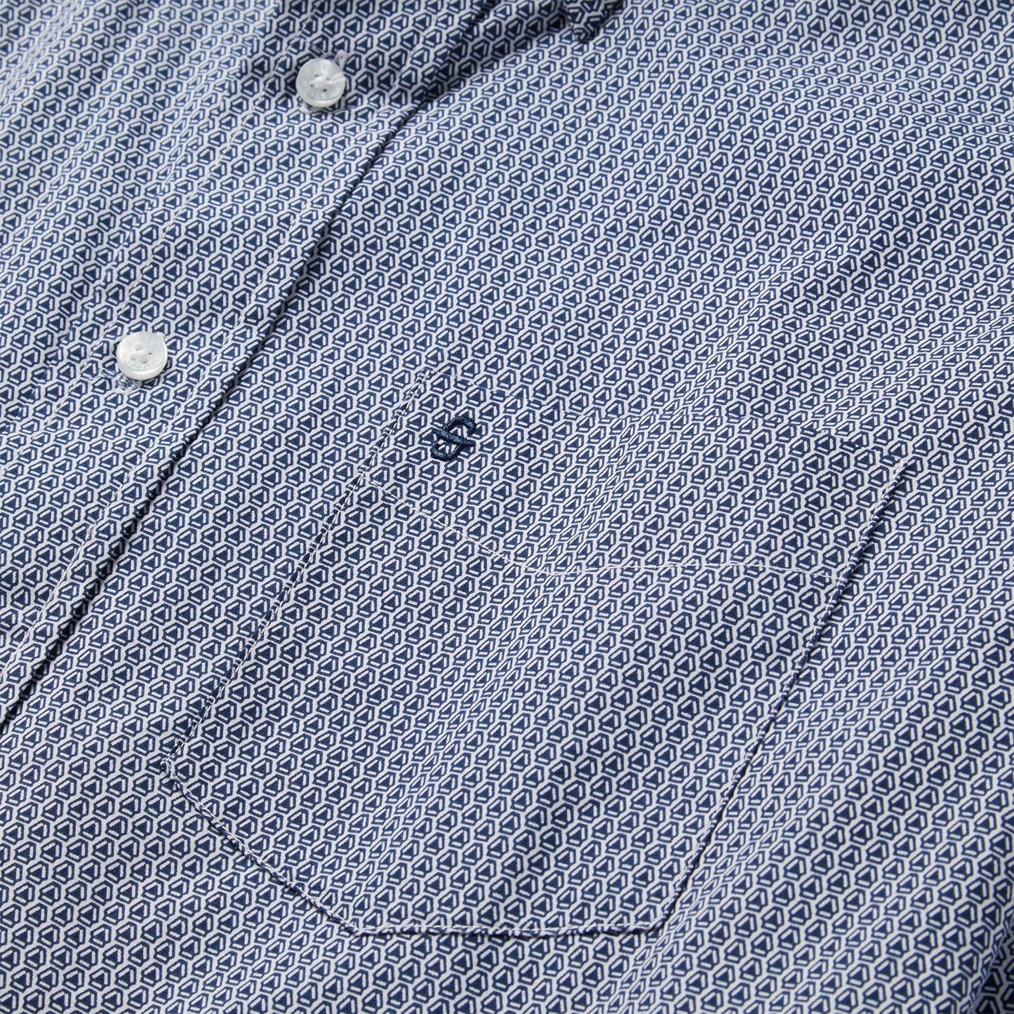 Blue Deco Geo Print Button Front Shirt | Stetson Blue