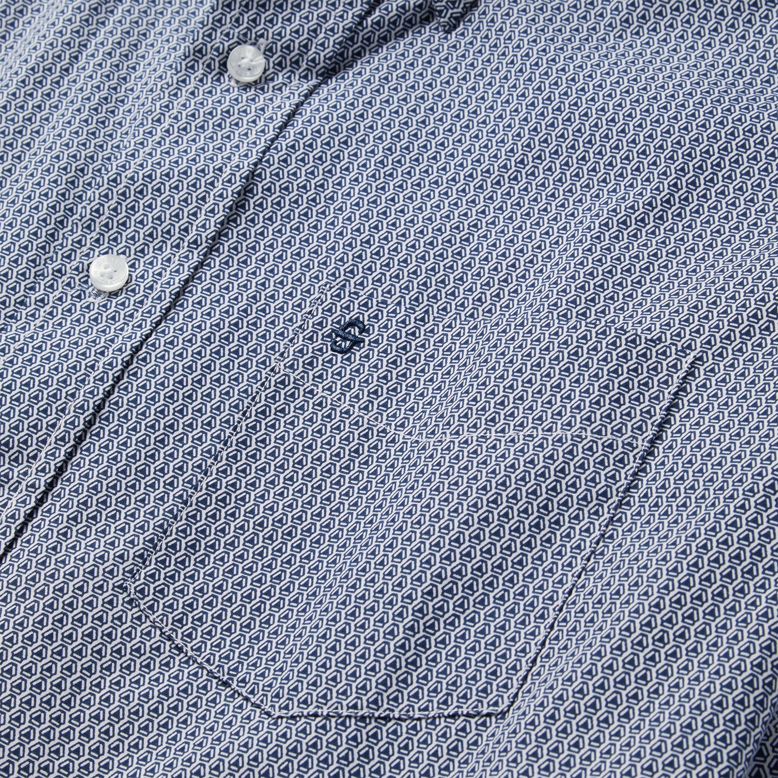 Blue Deco Geo Print Button Front Shirt | Stetson Blue