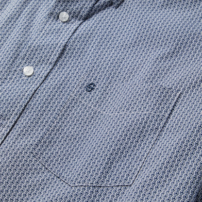 Blue Deco Geo Print Button Front Shirt | Stetson Blue