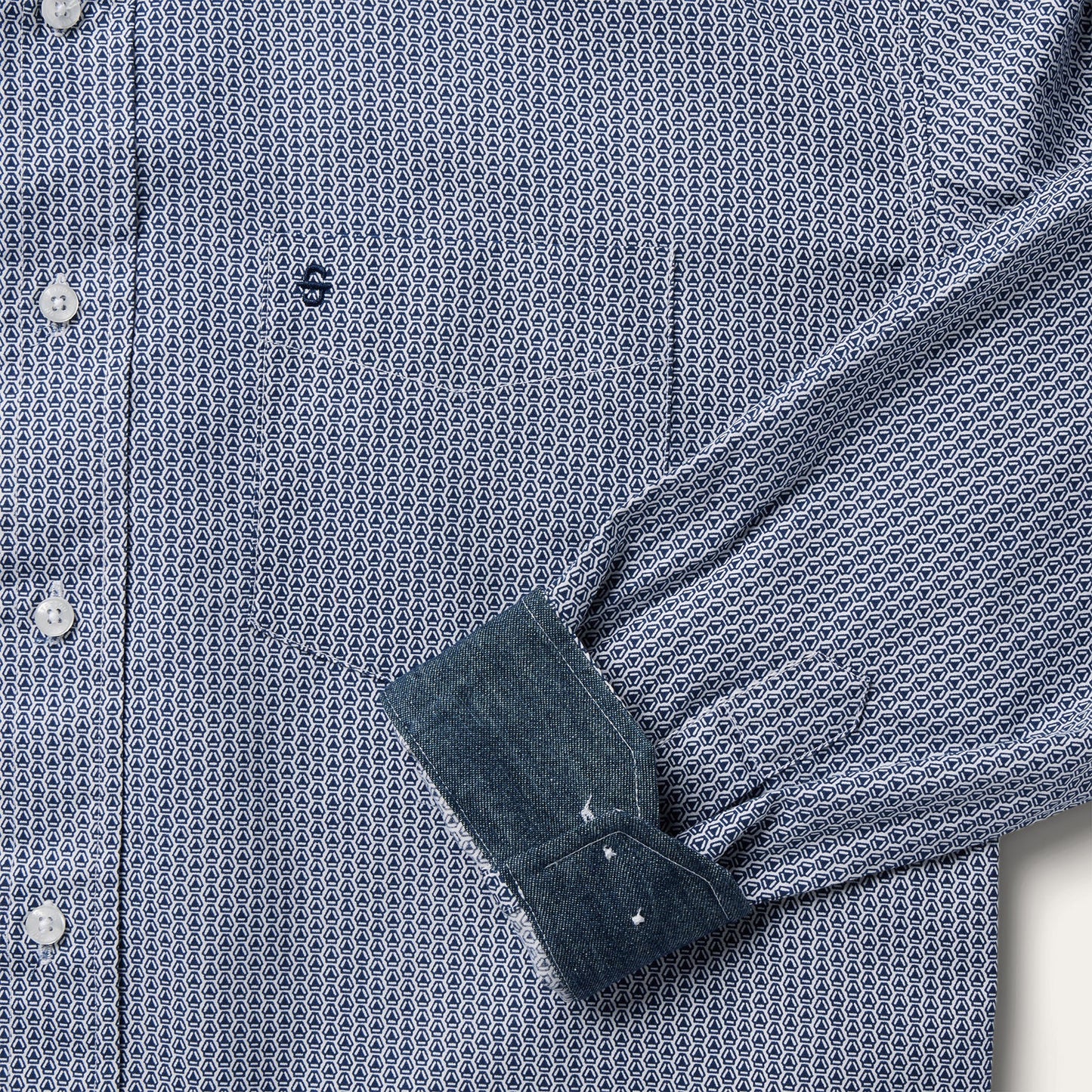 Blue Deco Geo Print Button Front Shirt | Stetson Blue