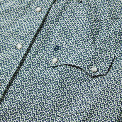 Circle Diamond Print Short Sleeve Western Shirt | Stetson Green