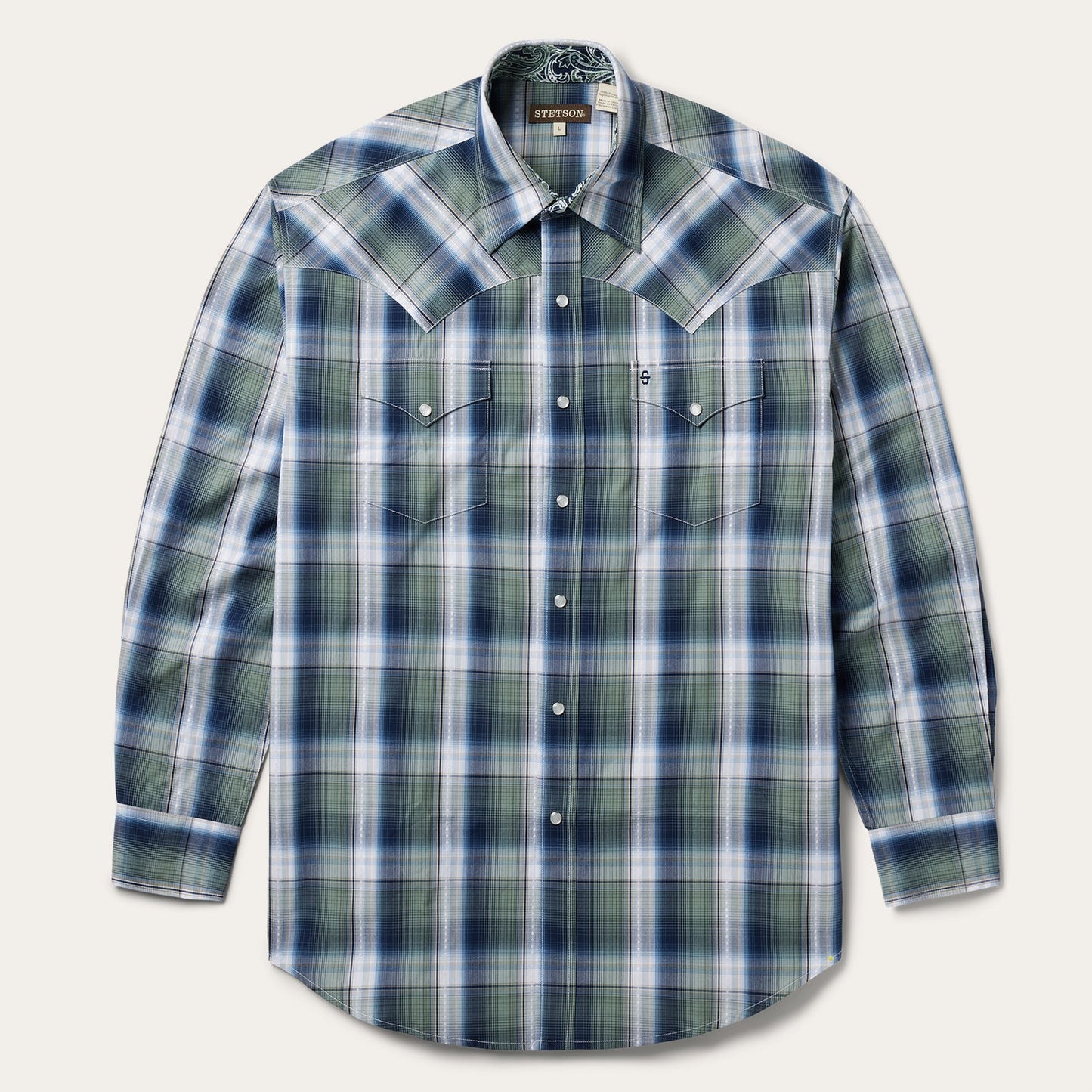 Lucky Diamond Plaid Western Shirt | Stetson Green