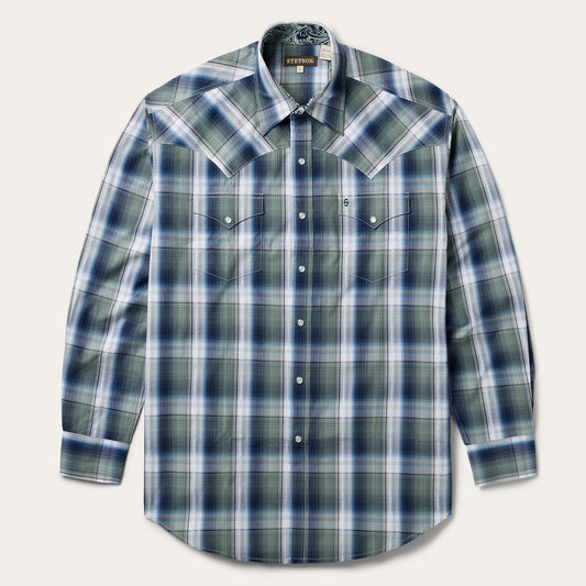 Lucky Diamond Plaid Western Shirt | Stetson Green