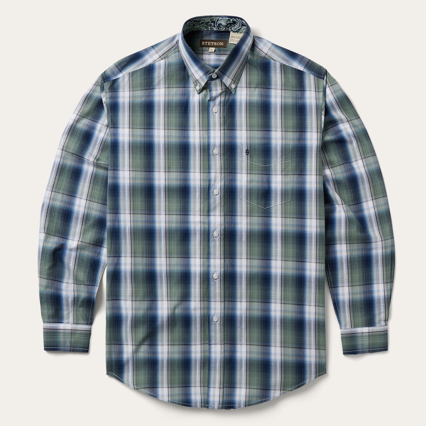 Lucky Diamond Plaid Button Front Shirt | Stetson Green