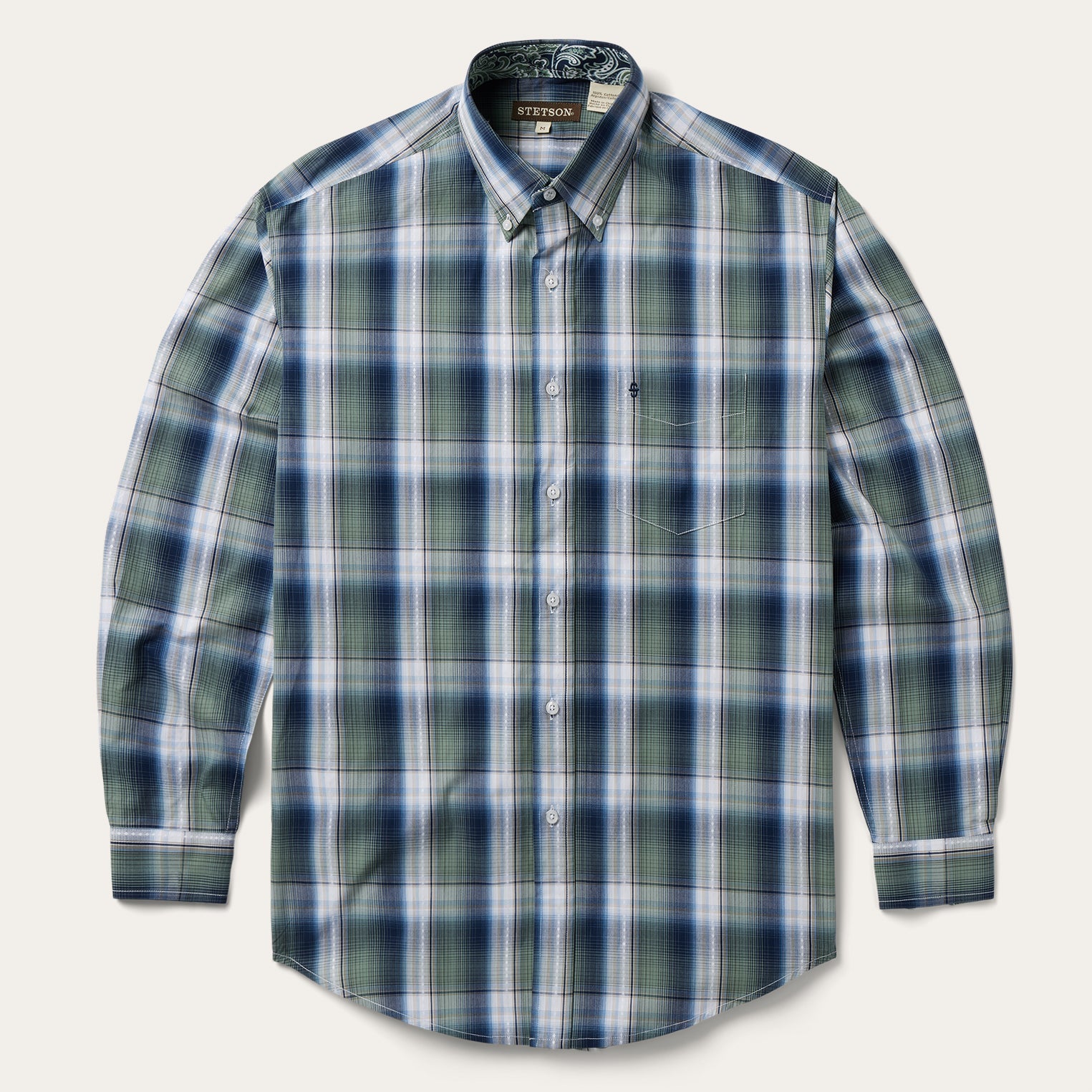 Lucky Diamond Plaid Button Front Shirt | Stetson Green
