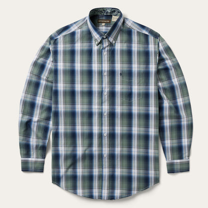 Lucky Diamond Plaid Button Front Shirt | Stetson Green