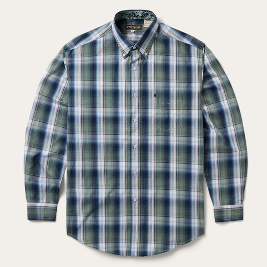 Lucky Diamond Plaid Button Front Shirt | Stetson Green