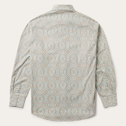 Aqua Paisley Print Western Shirt | Stetson Green