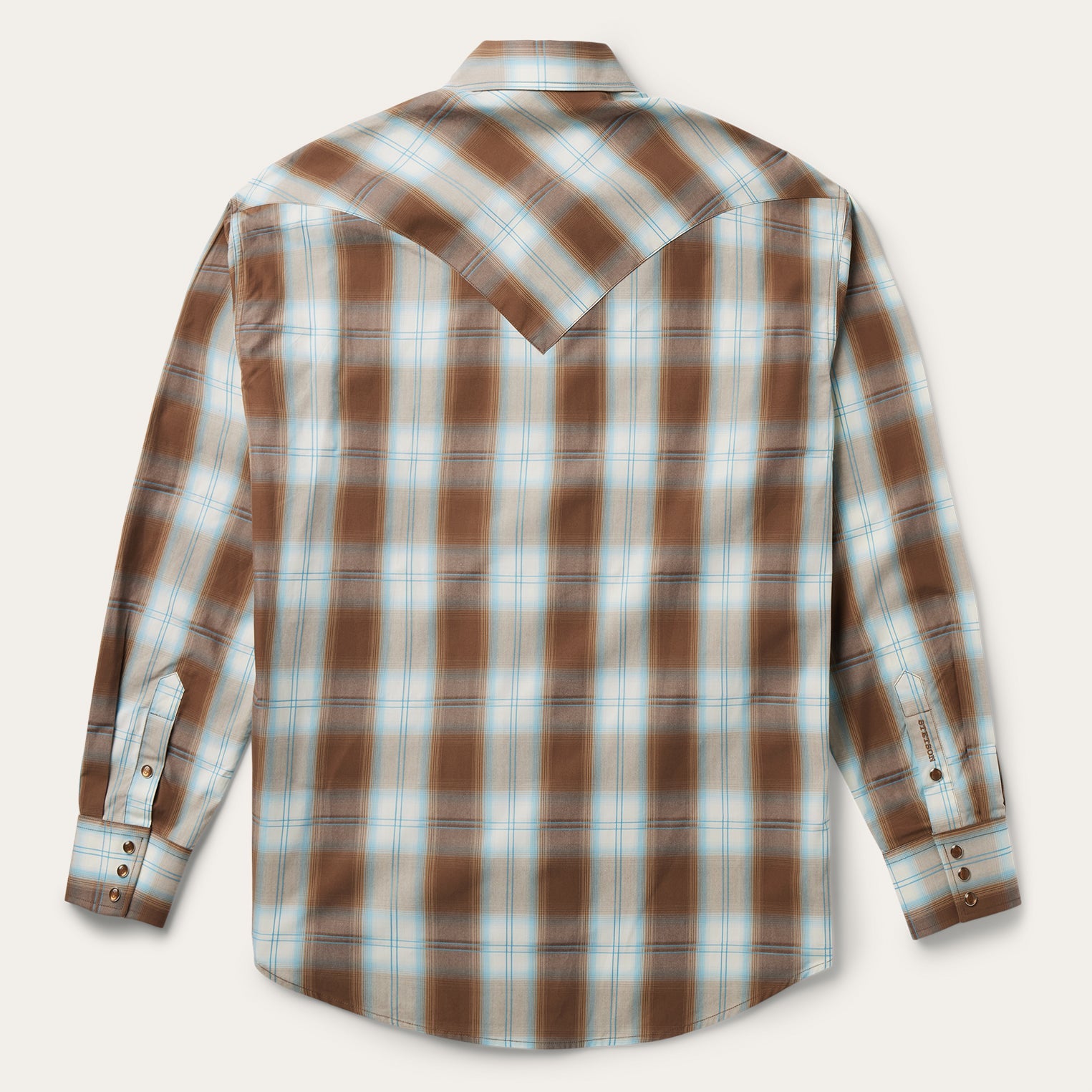Sand Ombre Plaid Western Shirt | Stetson Brown