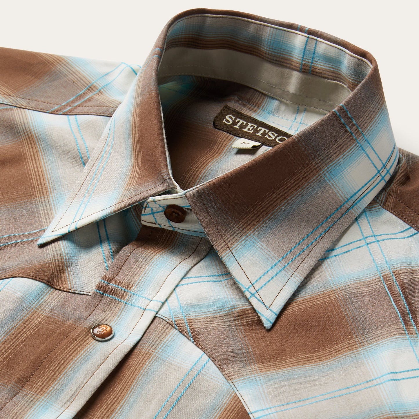 Sand Ombre Plaid Western Shirt | Stetson Brown