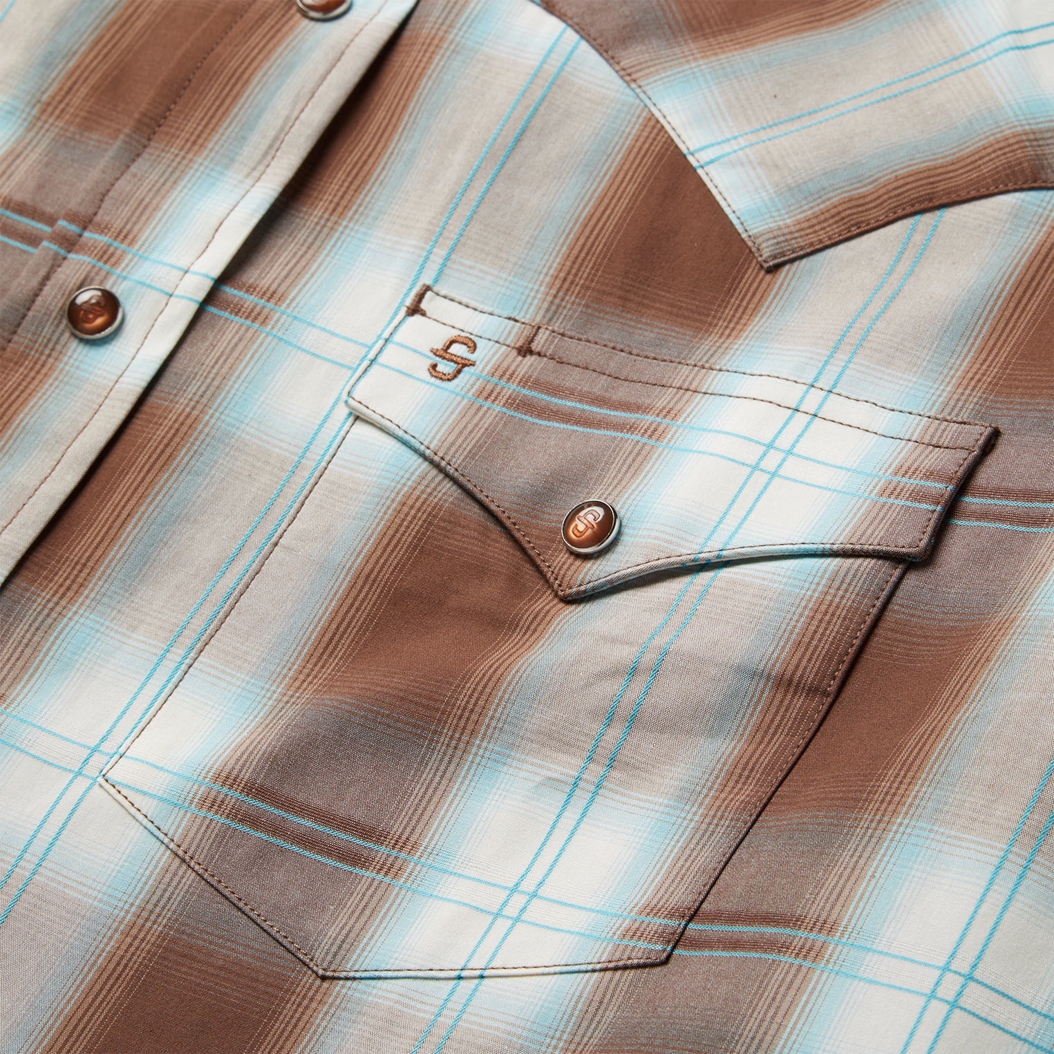 Sand Ombre Plaid Western Shirt | Stetson Brown