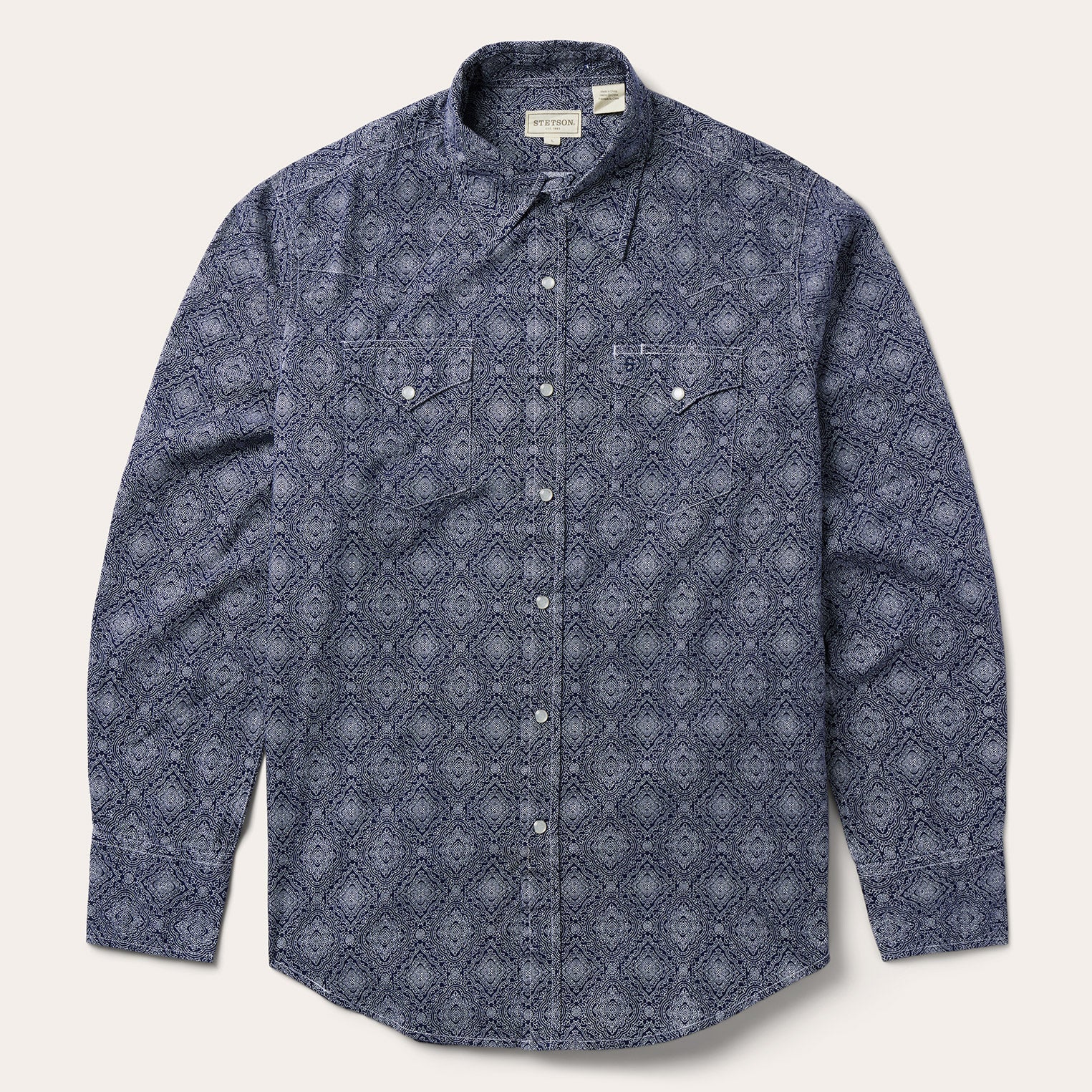 Blue Medallion Print Western Shirt | Stetson Blue