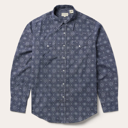 Blue Medallion Print Western Shirt | Stetson Blue