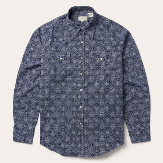Blue Medallion Print Western Shirt | Stetson Blue