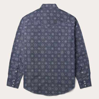 Blue Medallion Print Western Shirt | Stetson Blue