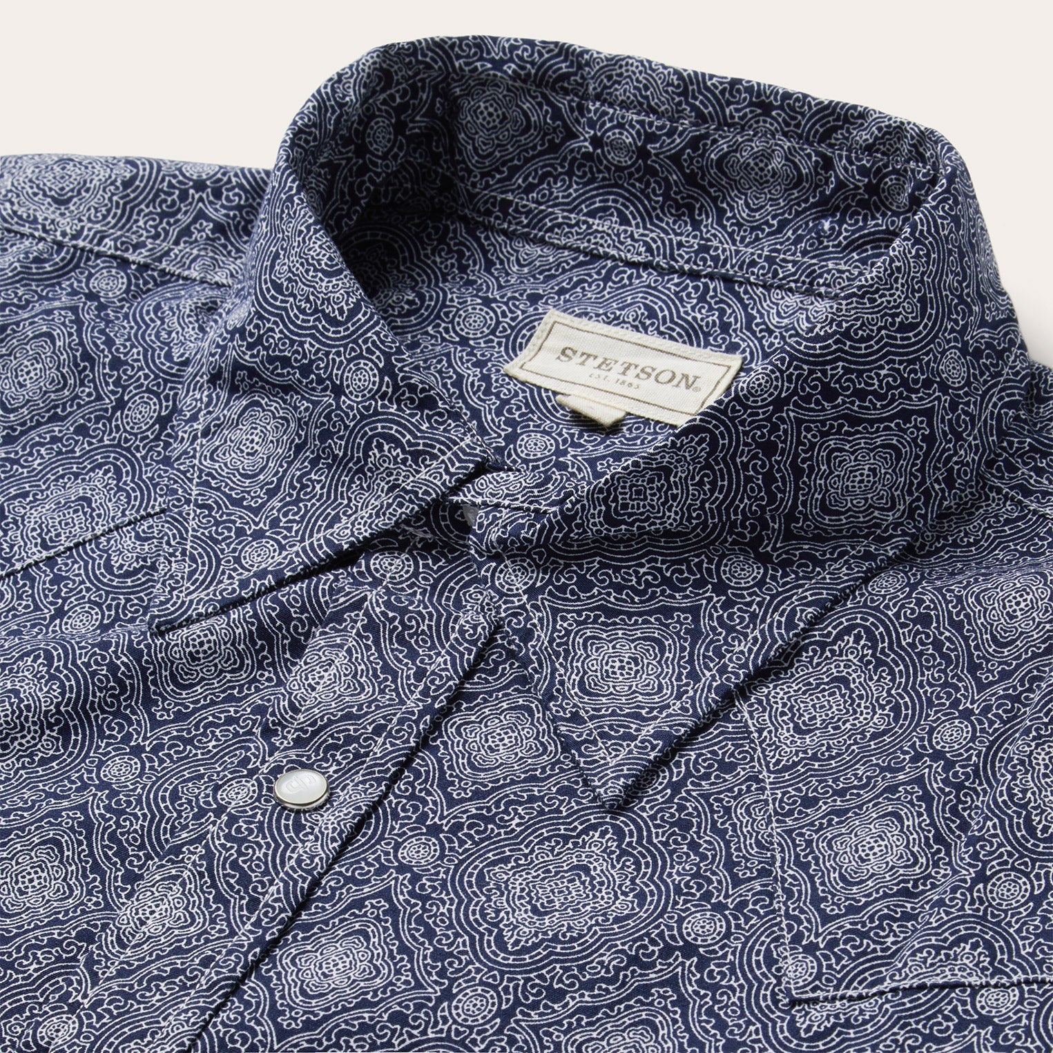 Blue Medallion Print Western Shirt | Stetson Blue