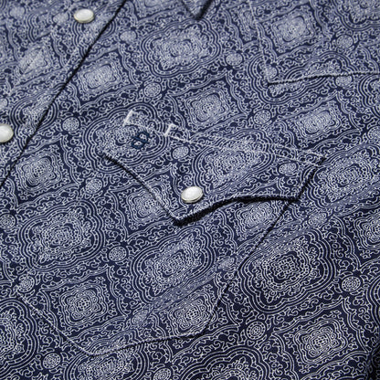 Blue Medallion Print Western Shirt | Stetson Blue
