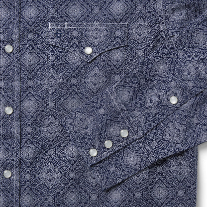 Blue Medallion Print Western Shirt | Stetson Blue