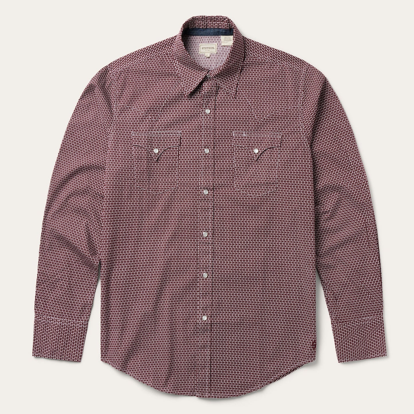 Broken Diamond Print Western Shirt | Stetson Red