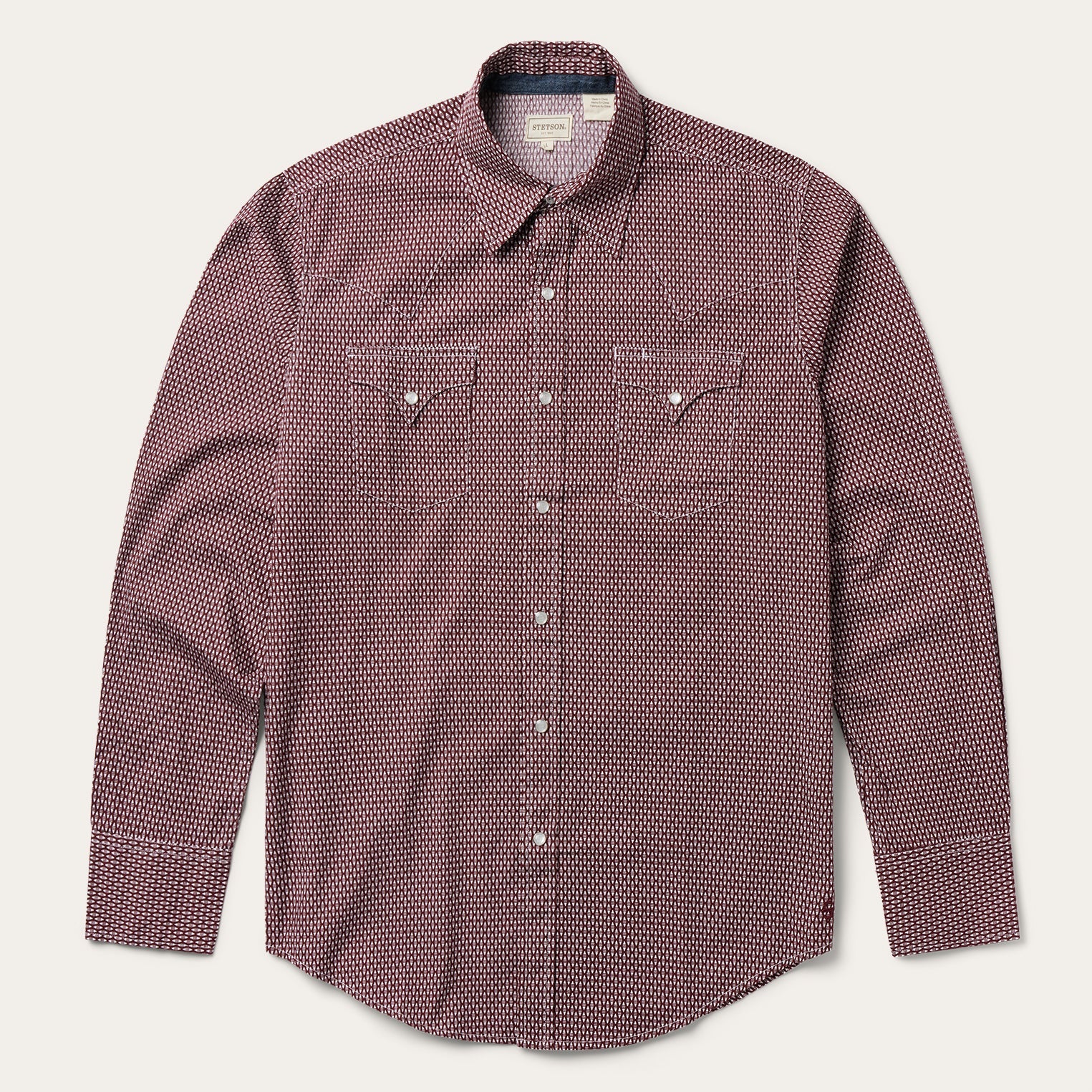 Broken Diamond Print Western Shirt | Stetson Red