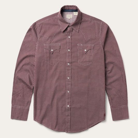 Broken Diamond Print Western Shirt | Stetson Red