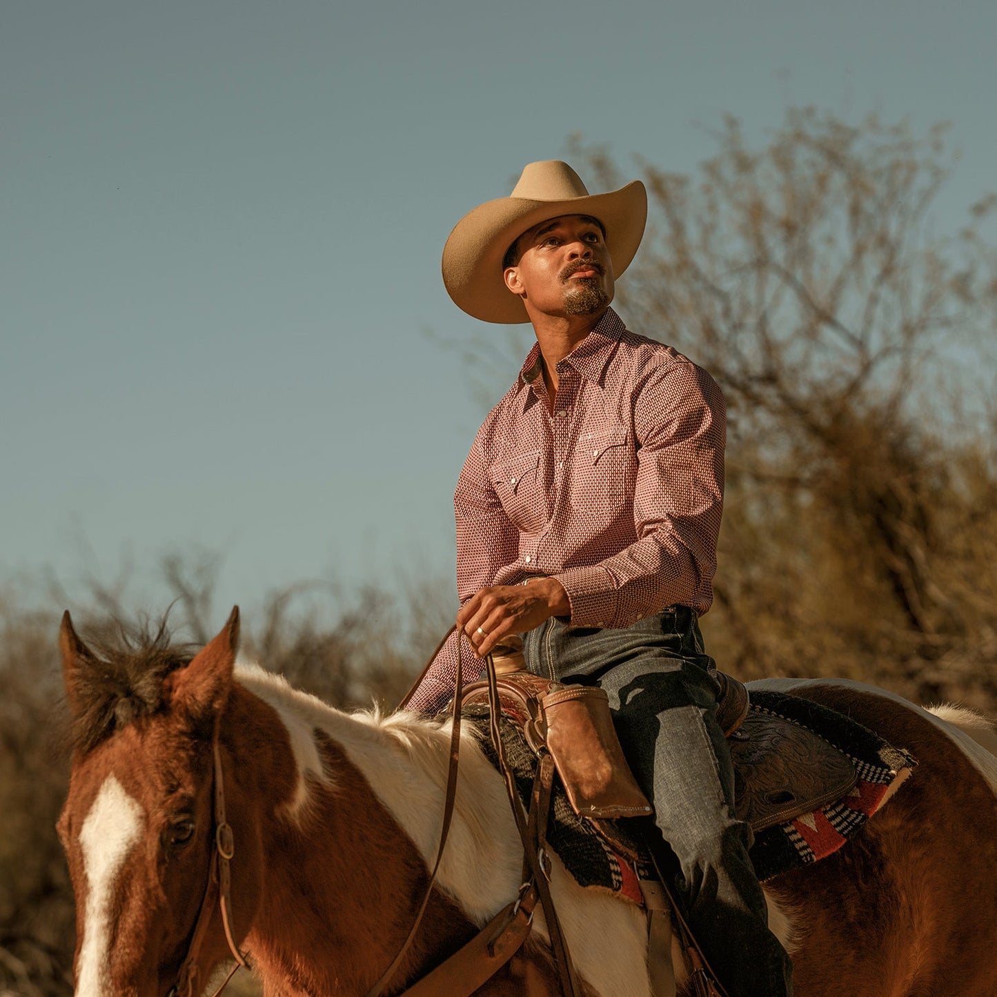 Broken Diamond Print Western Shirt | Stetson Red