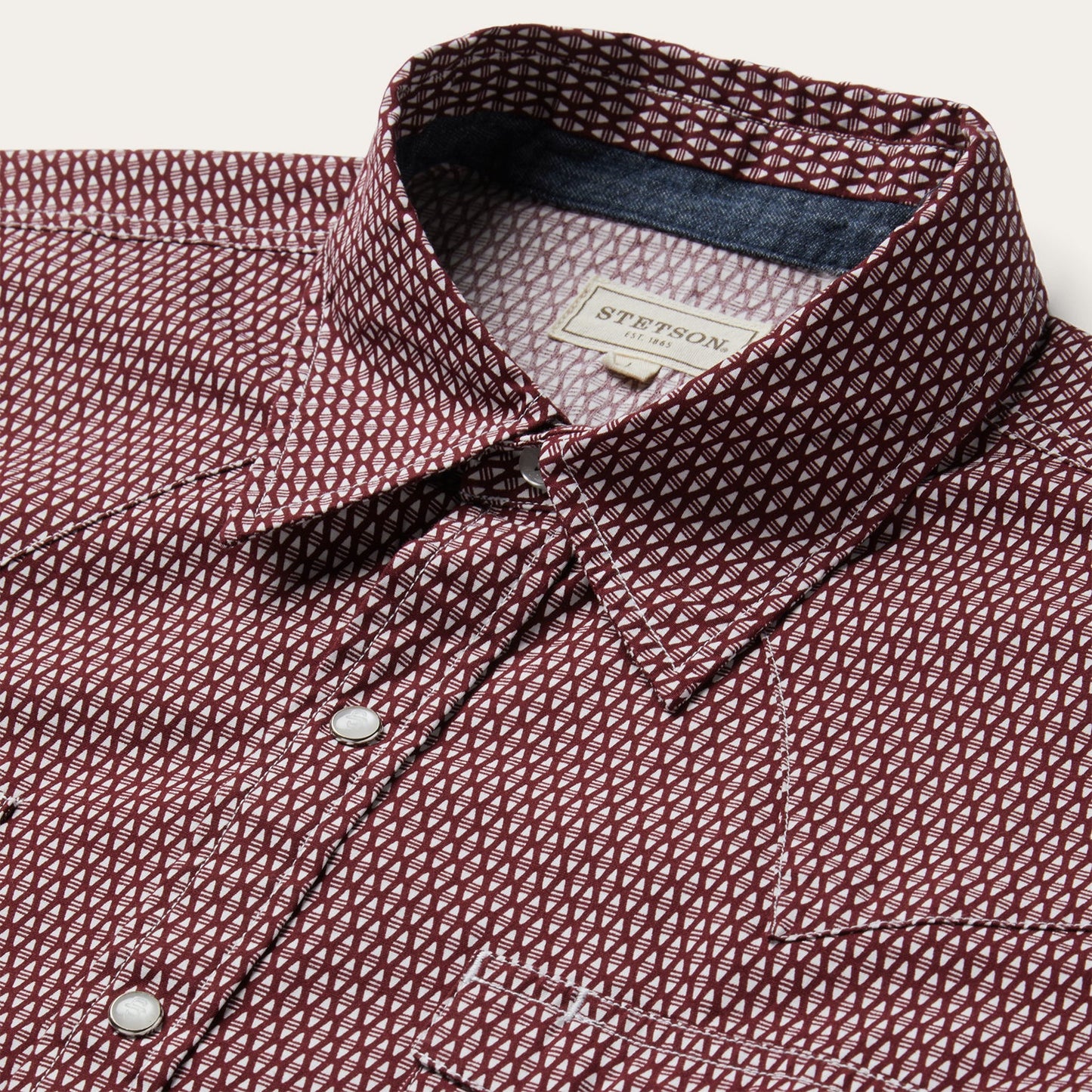 Broken Diamond Print Western Shirt | Stetson Red