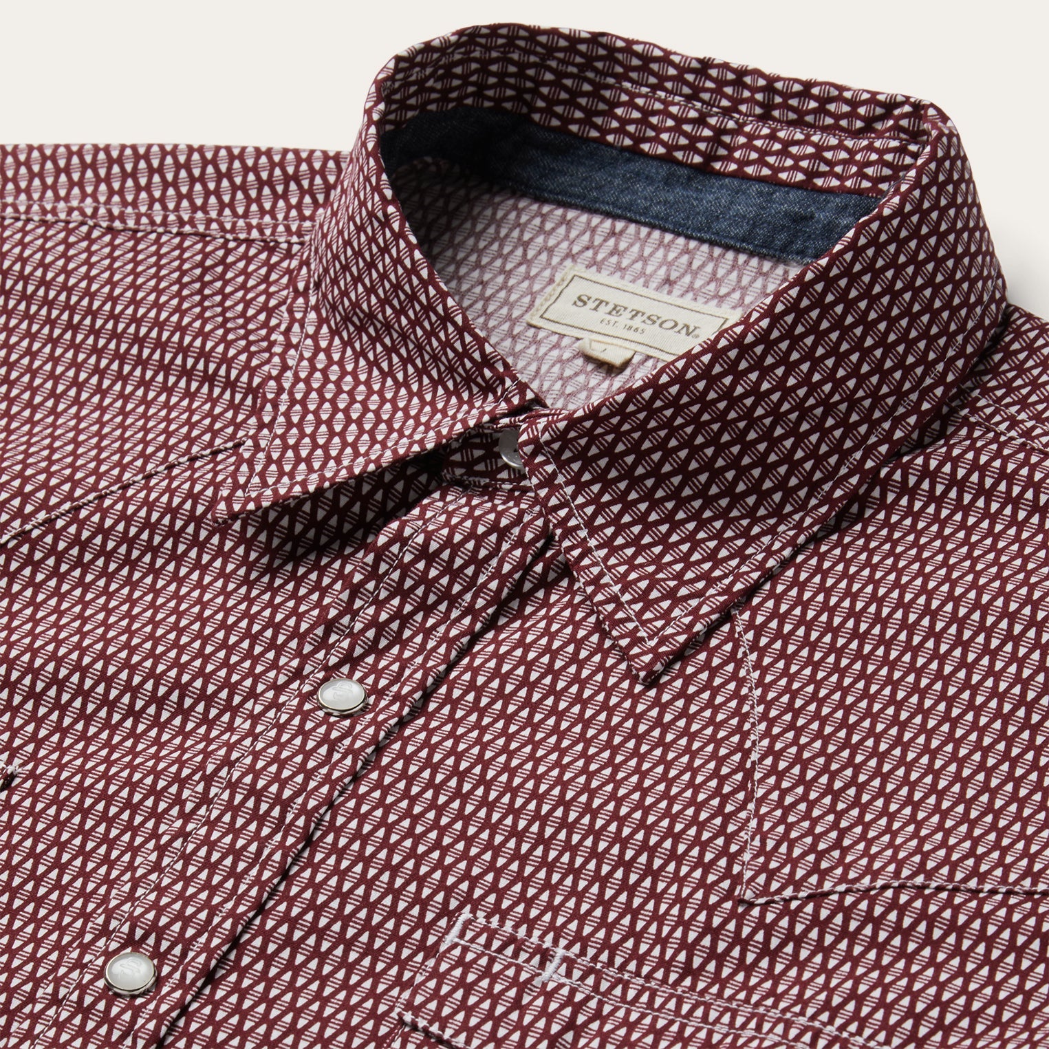 Broken Diamond Print Western Shirt | Stetson Red