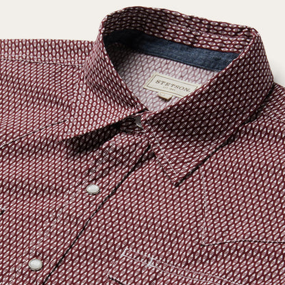 Broken Diamond Print Western Shirt | Stetson Red