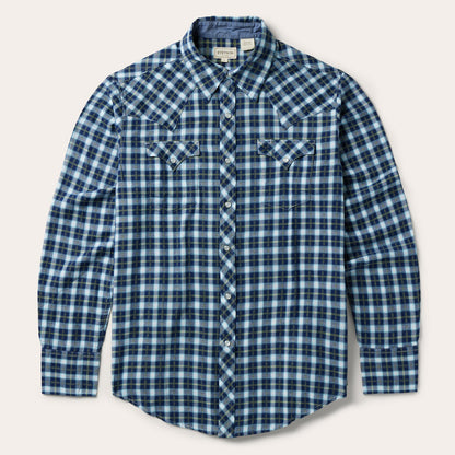 Plaid Twill Dobby Western Shirt | Stetson Blue