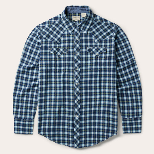 Plaid Twill Dobby Western Shirt | Stetson Blue