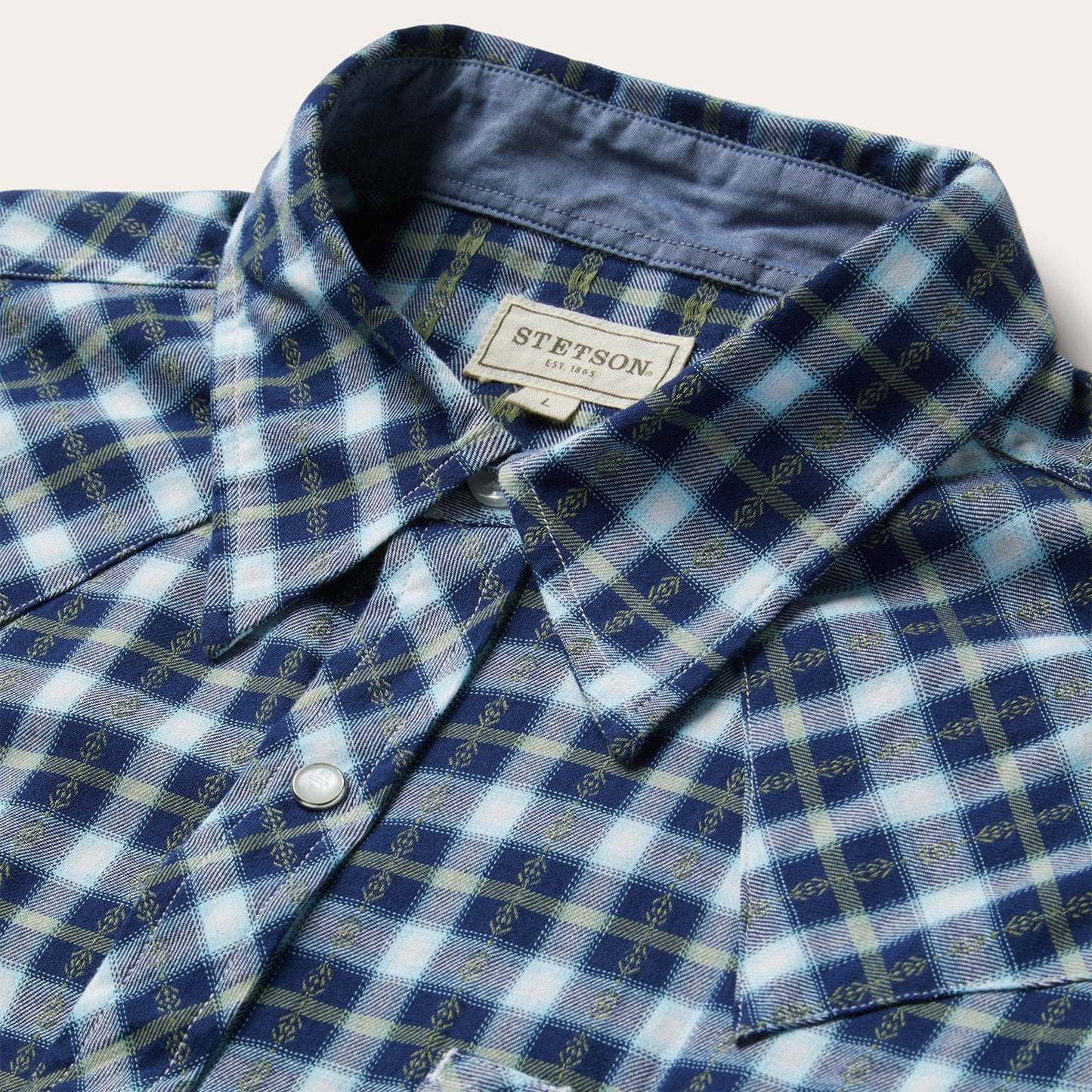 Plaid Twill Dobby Western Shirt | Stetson Blue