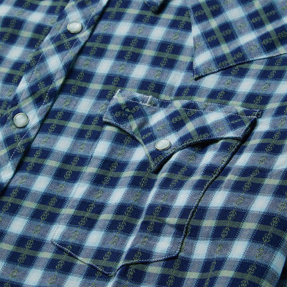 Plaid Twill Dobby Western Shirt | Stetson Blue