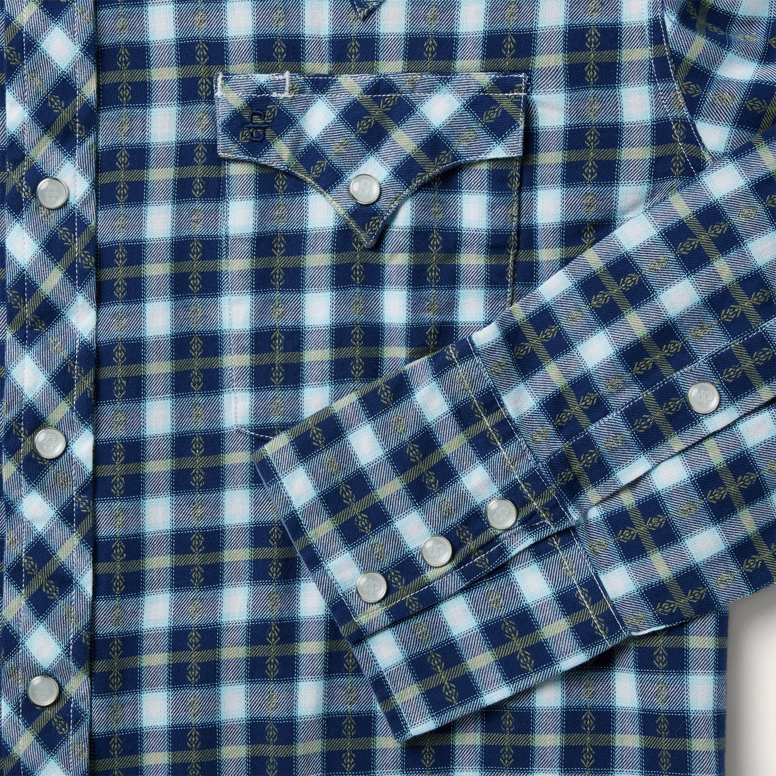 Plaid Twill Dobby Western Shirt | Stetson Blue