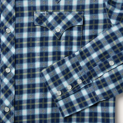Plaid Twill Dobby Western Shirt | Stetson Blue