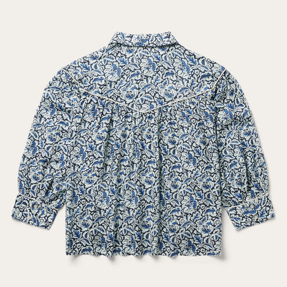Indigo Tapestry Print Blouse | Stetson Blue