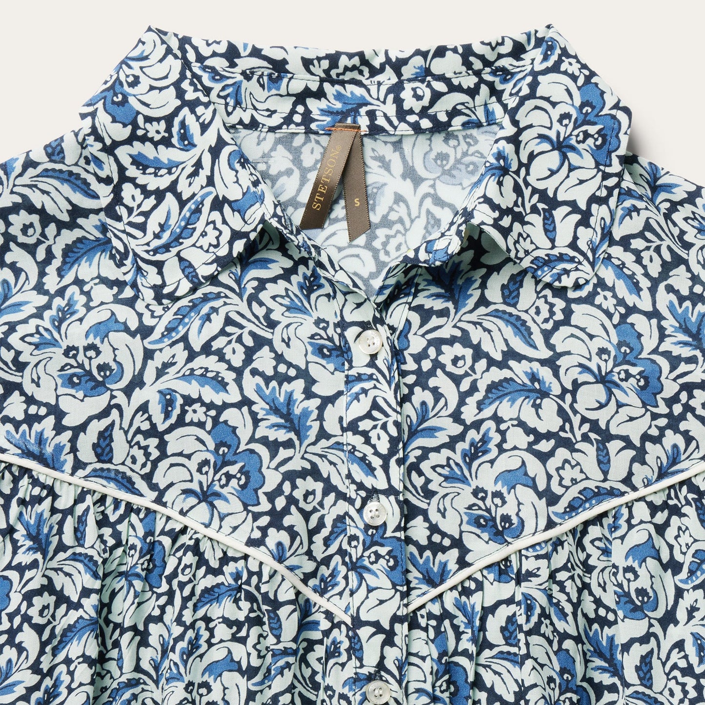 Indigo Tapestry Print Blouse | Stetson Blue