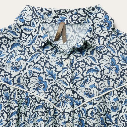 Indigo Tapestry Print Blouse | Stetson Blue