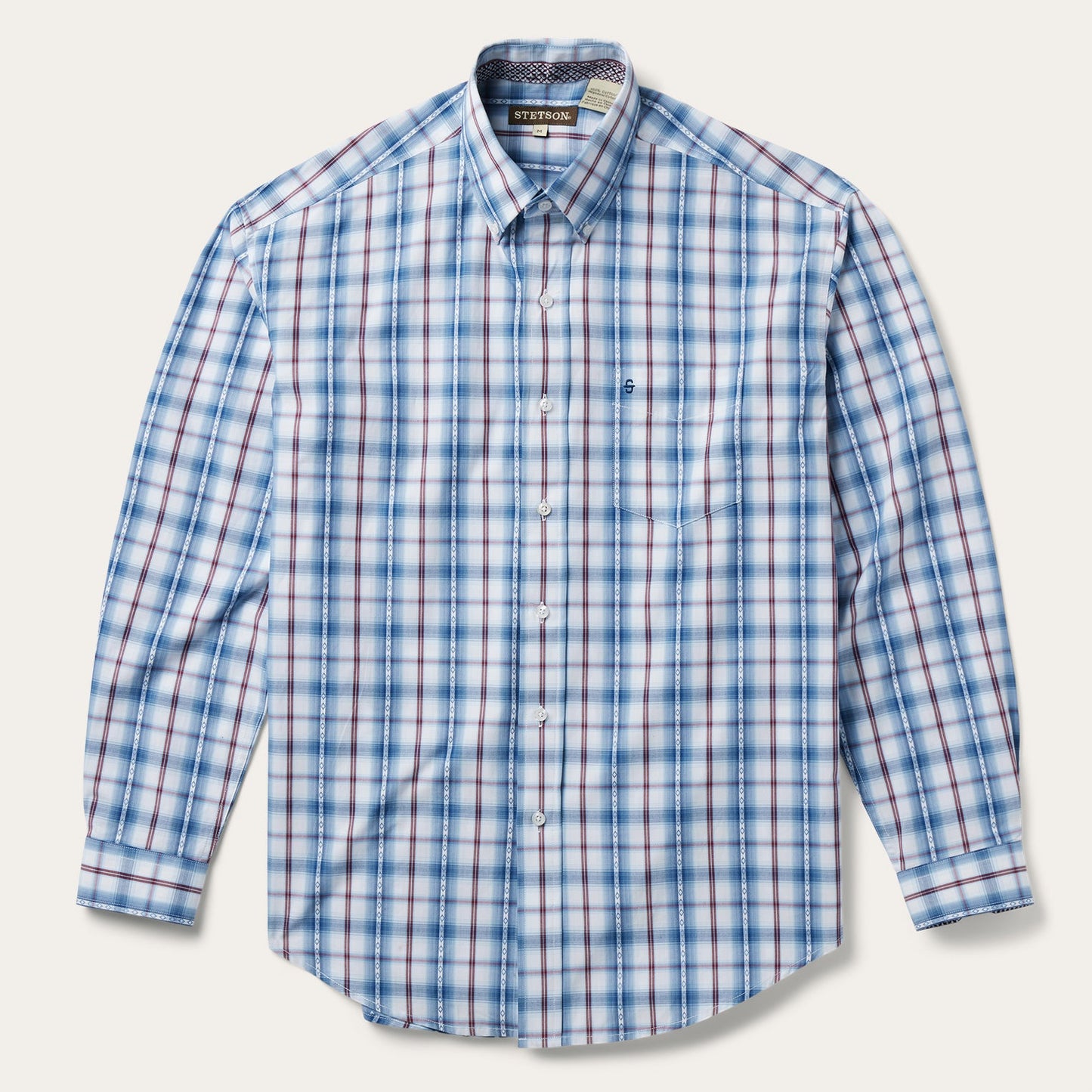 Blue Diamond Dobby Plaid Shirt | Stetson Blue